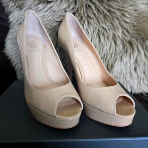 Vince Camuto Women's Beige Peep Toe Heels